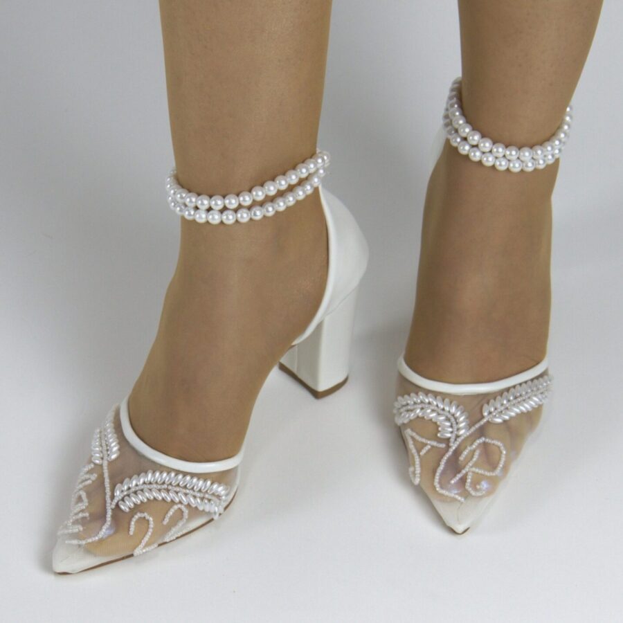 Boncuklu Taşlı İsimli Tarihli Gelin Ayakkabısı