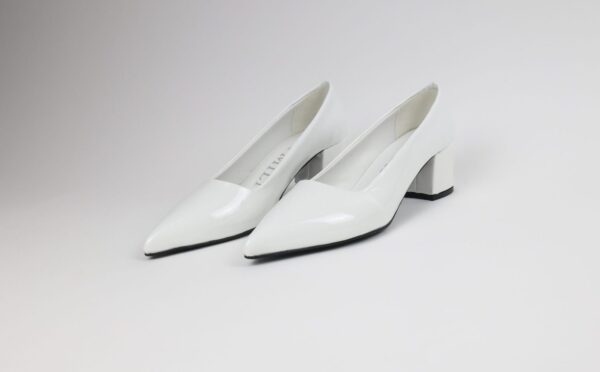 Rugan Beyaz 5 cm Stiletto Abiye Topuklu ayakkabı