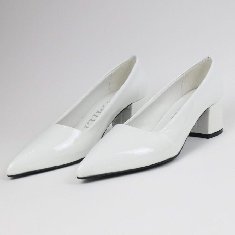 Rugan Beyaz 5 cm Stiletto Abiye Topuklu ayakkabı