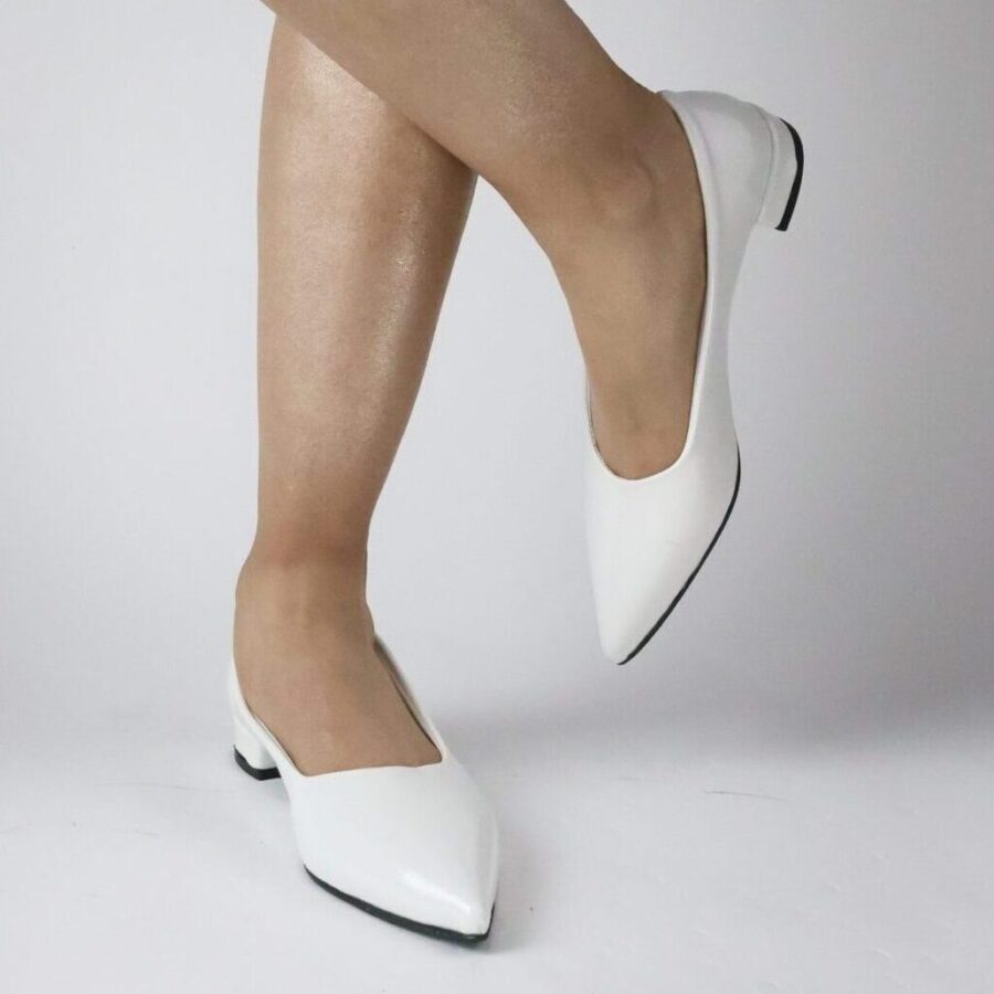 Beyaz Rugan Abiye Stiletto 2 cm Topuklu Ayakkabı