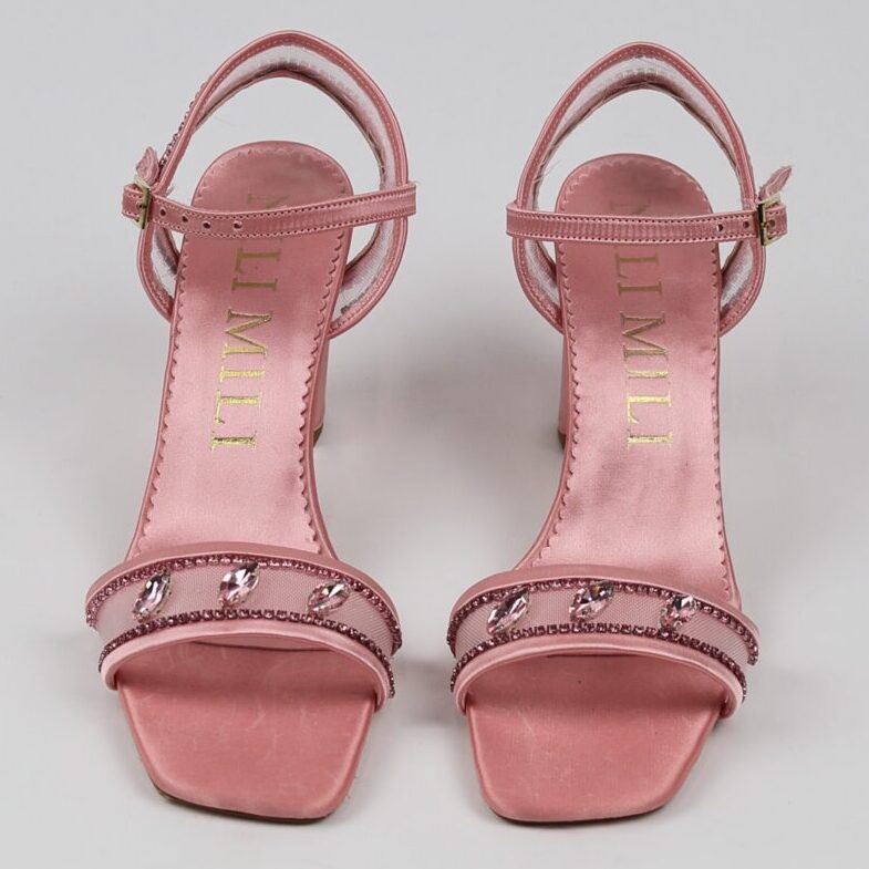Özel Taşlı Pembe AbiyeTopuklu Sandalet