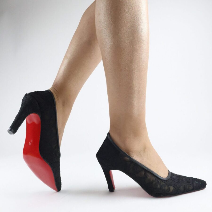 Zarif Şık Tül Çiçekli Dantelli Güpür Gelin Düğün Abiye Topuklu Davet Ayakkabısı