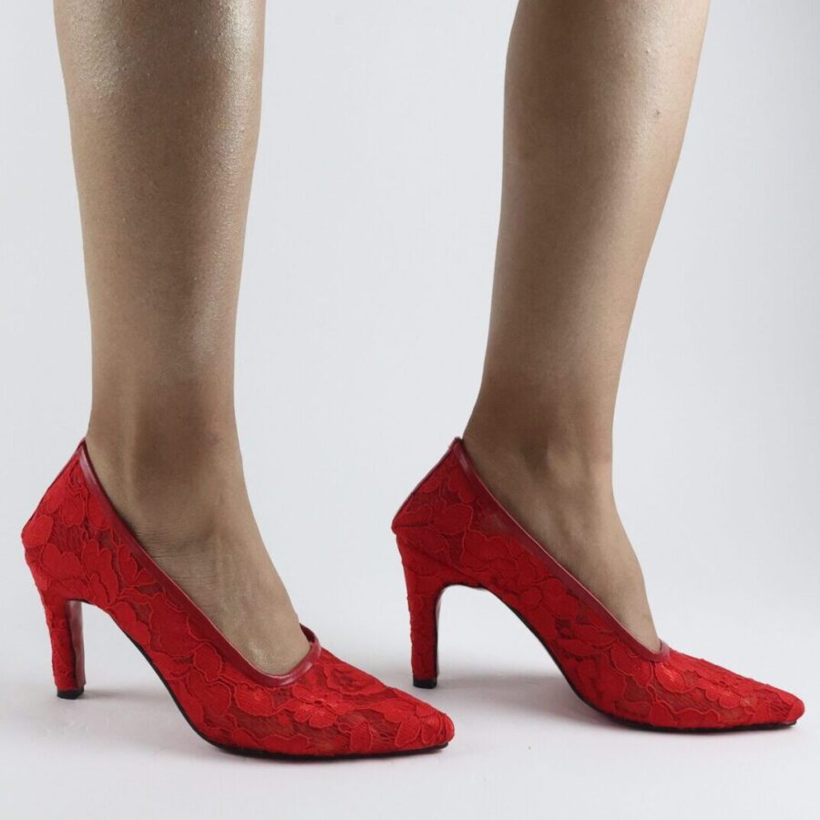 Zarif Şık Tül Çiçekli Dantelli Güpür Zebra Gelin Düğün Abiye Topuklu Davet Ayakkabısı